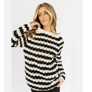 Zara Black and White Striped Knit Sweater